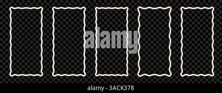 Wave scalloped edge borders set. Squiggle photo borders with zig zag edges. Modern graphic template Stock Vector