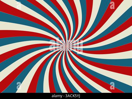 Red, blue, and white spiral optical illusion pattern Stock Vector