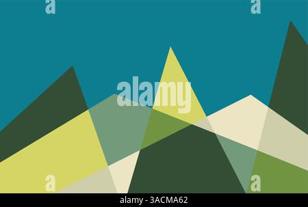 Mountains Abstract flat color illustration. Abstract simple landscape design. Colorful multiply hills Design Stock Vector