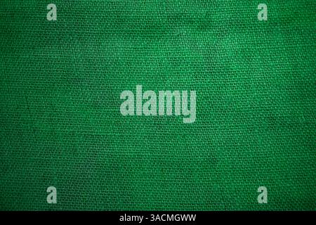 Green fabric background - Rustic fabric texture in green Stock Photo