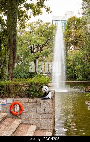 The lotus pond in Kowloon Park, Kowloon, Hong Kong, China Stock Photo