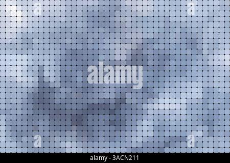 Abstract grid background of rounded light gray & blue squares with color gradient. Abstract background in light metallic blue hues for poster, banner. Stock Photo