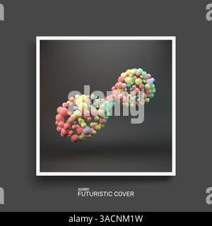 Molecular structure with colorful spherical particles. Textbook, booklet or notebook mockup. Business brochure. Cover design template. Vector Illustra Stock Vector