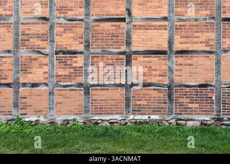 Background with half-timbered and brick wall, Stock Photo