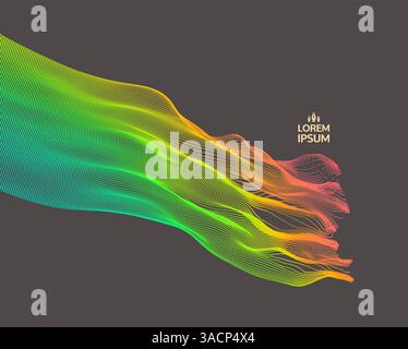 Array with dynamic particles. 3d futuristic technology style. Abstract background. Vector illustration. Stock Vector