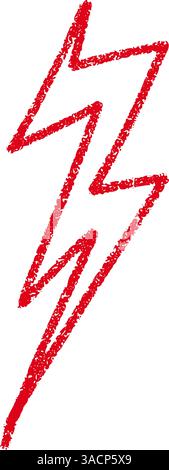Red Hand-drawn doodle elements lightning, thunderbolt sketchy crayon scribble style with rock vibe. Flat vector illustration isolated on white backgro Stock Vector