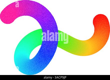 Abstract wavy gradient background with colorful squiggle lines, neon ribbon shapes, fluid swirl pattern, and curved 3D design elements. Flat vector il Stock Vector