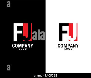 FJ, JF Initial abstract company Logo Design with negative space. black background and white background company logo template vector Stock Vector