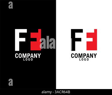 FF, F Initial abstract company Logo Design with negative space. black background and white background company logo template vector Stock Vector