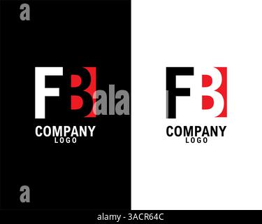 FB, BF, F3 Initial abstract company Logo Design with negative space. black background and white background company logo template vector Stock Vector