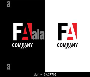 FA, AF Initial abstract company Logo Design with negative space. black background and white background company logo template vector Stock Vector
