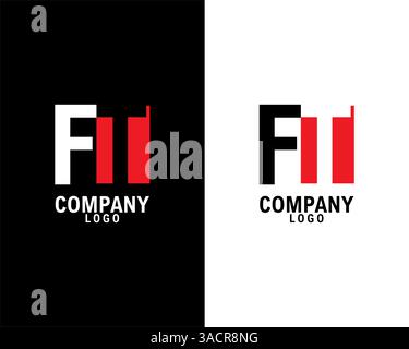 FT, TF Initial abstract company Logo Design with negative space. black background and white background company logo template vector Stock Vector