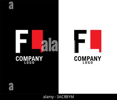 FL, LF Initial abstract company Logo Design with negative space. black background and white background company logo template vector Stock Vector