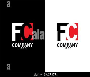 FC, CF Initial abstract company Logo Design with negative space. black background and white background company logo template vector Stock Vector