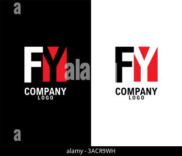 FY, YF Initial abstract company Logo Design with negative space. black background and white background company logo template vector Stock Vector