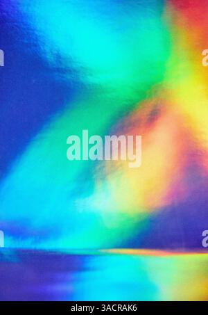 abstract colorful neon lights background, film grain added, selective focus Stock Photo