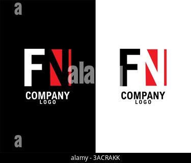 FN, NF Initial abstract company Logo Design with negative space. black background and white background company logo template vector Stock Vector
