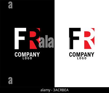 FR, RF Initial abstract company Logo Design with negative space. black background and white background company logo template vector Stock Vector