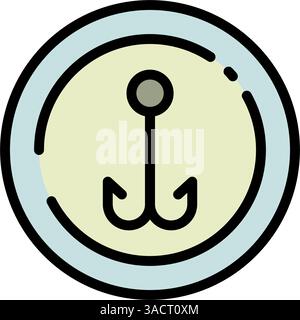 Fishing Hook Icon. Fish, hook, catch simple logo. Fishing color sign. Seafood concept. Can be used for topics like sea food, fishery, industry, export Stock Vector