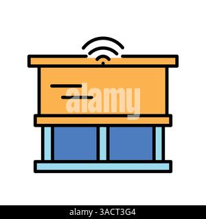 smart blinds black line icon for digital and print projects.  Minimal clean icons for apps and websites. Modern simple icons for UI UX and branding Stock Vector