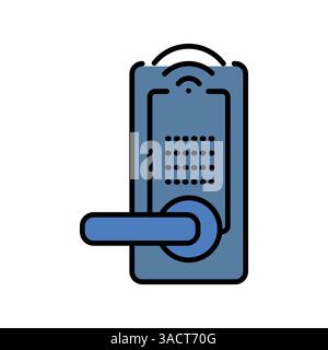 smart locks black line icon for digital and print projects.  Minimal clean icons for apps and websites. Modern simple icons for UI UX and branding Stock Vector