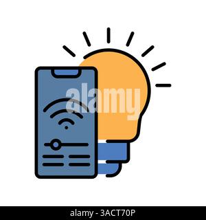 Smart lamp color flat icon for digital and print projects.  Minimal clean icons for apps and websites. Modern simple icons for UI UX and branding Stock Vector