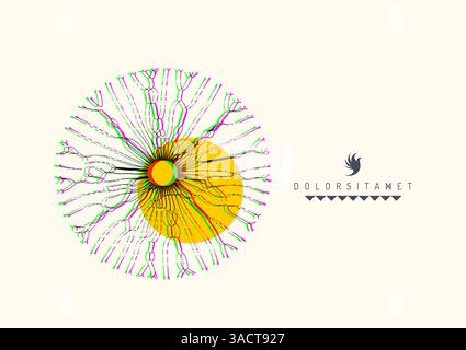 Abstract art. Array with dynamic emitted particles. Science or technology background. 3d vector composition for cover, poster, flyer or banner. Stock Vector