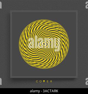 Abstract striped design element. Spiral, rotation and swirling movement. Optical illusion of volume. Vector illustration with dynamic effect. Stock Vector