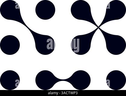 Organic connect pattern with metaball molecules. Geometric blob shapes and fluid dots. Flat vector illustration isolated on white background. Stock Vector