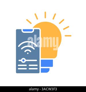 Smart lamp color flat icon for digital and print projects.  Minimal clean icons for apps and websites. Modern simple icons for UI UX and branding Stock Photo