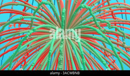 Array with dynamic emitted particles.  Abstract background. 3d vector illustration. Stock Vector