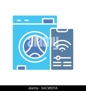 smart washing machine black line icon for digital and print projects.  Minimal clean icons for apps and websites. Modern simple icons for UI UX and br Stock Vector