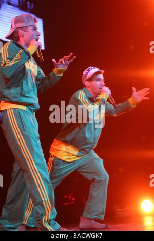 Oct 09, 2004; NY, NY, USA; Adam Yauch (MCA) Mike Diamond (Mike D) and Adam Horowitz (Ad-Rock) of the Beastie Boys peforming at Madison Square Garden. .  (Credit Image: Aviv Small/Photopass/ZUMAPRESS.com) Stock Photo
