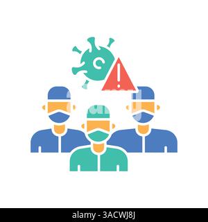 Doctors during a pandemic flat color icon for digital and print projects.  Minimal clean icons for apps and websites. Modern simple icons for UI UX an Stock Vector