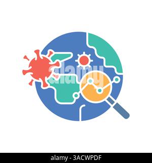 Epidemiological surveillance color flat icon for digital and print projects.  Minimal clean icons for apps and websites. Modern simple icons for UI UX Stock Vector