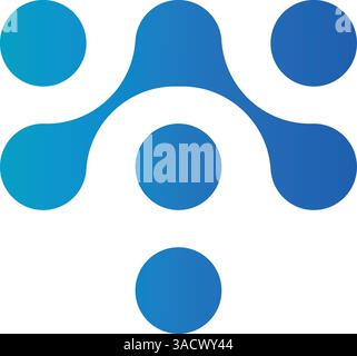 Molecular dot connect pattern with metaball shapes. Abstract fluid morphing paterns. Flat vector illustration isolated on white background. Stock Vector