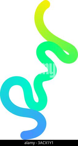 Abstract squiggle background with wavy gradient lines, colorful ribbon shapes, fun organic pattern, 3D curved design elements. Flat vector Stock Vector