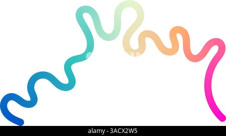 Abstract wavy gradient lines with fluid ribbon shapes, colorful 3D pattern, geometric and organic design elements. Flat vector illustration isolated Stock Vector