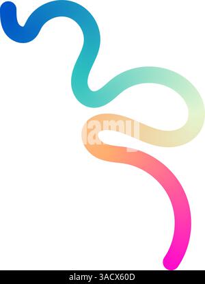 Abstract wavy gradient lines with fluid ribbon shapes, colorful 3D pattern, geometric and organic design elements. Flat vector illustration isolated Stock Vector