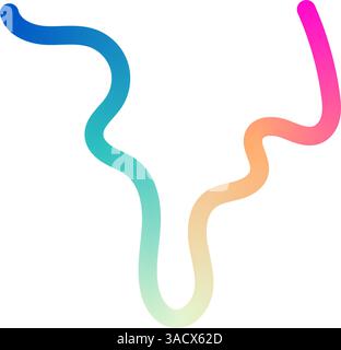 Abstract wavy gradient lines with fluid ribbon shapes, colorful 3D pattern, geometric and organic design elements. Flat vector illustration isolated Stock Vector