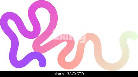 Abstract squiggle background with wavy gradient lines, colorful ribbon shapes, fun organic pattern, 3D curved design elements. Flat vector Stock Vector