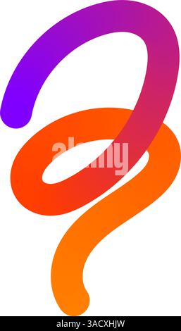 Abstract gradient wave pattern with wavy 3D shapes and geometric squiggles. Modern doodle design with colorful ribbon elements. Flat vector Stock Vector