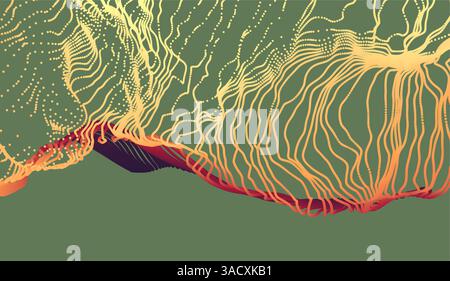 Particles stream. Abstract background with trendy gradients. 3d vector illustration for advertising, marketing or presentation. Stock Vector