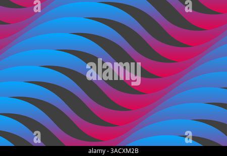 Abstract dynamic template with wavy curved ribbons. Modern cover design. 3d vector illustration. Stock Vector