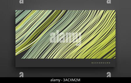 Irregular vertical lines pattern in perspective. Geometric wallpaper with stripes. Strips similar to threads. Cover design template. Vector illustrati Stock Vector