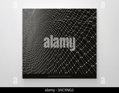 Abstract science or technology background. Graphic design. Network illustration. 3D grid surface. Stock Vector