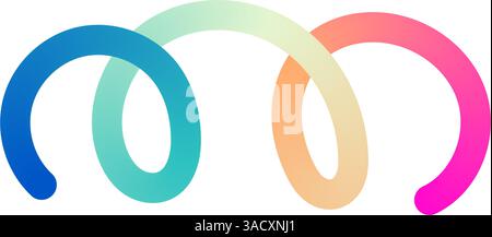 Abstract wavy gradient lines with fluid ribbon shapes, colorful 3D pattern, geometric and organic design elements. Flat vector illustration isolated Stock Vector