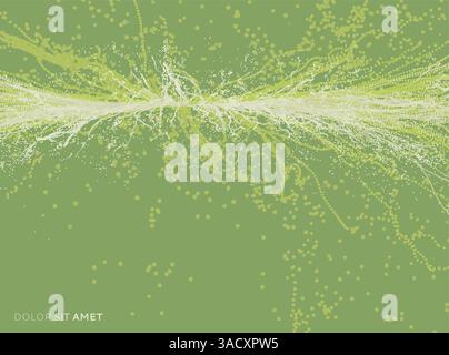 Point explode. Array with dynamic emitted particles. 3d technology style. Abstract background. Vector illustration. Stock Vector