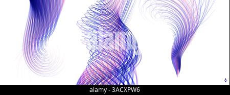 Curved lines with perspective effect. Optical fiber. 3d abstract background. Vector illustration. Stock Vector