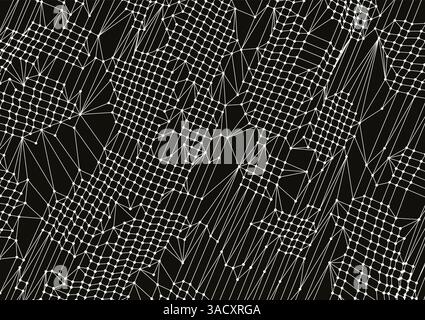 Abstract science or technology background. Graphic design. Network illustration. 3D grid surface. Stock Vector